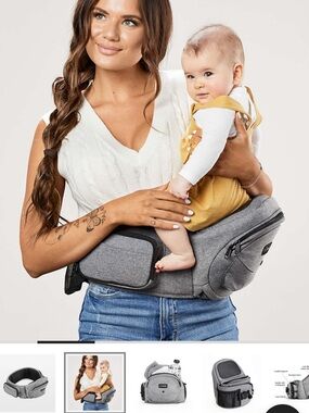 Gray Tush Baby Baby Hip Seat Carrier - Hands-Free Support